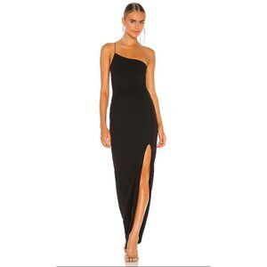 Nookie Womens Small Black Lust One Shoulder Gown High Slit Maxi Dress Sleeveless